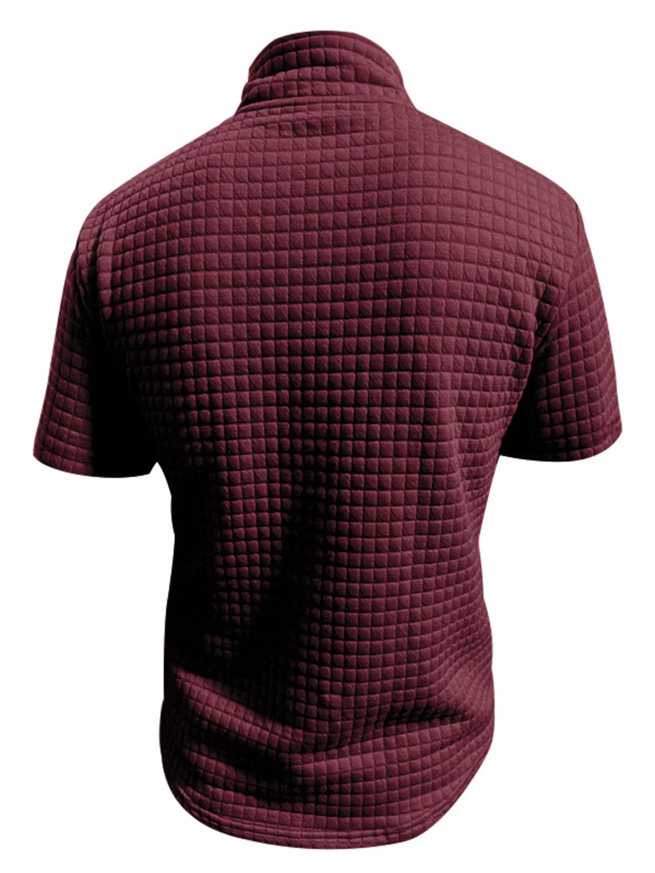 Men's Full Size Textured Short Sleeve Zipper Polo Plus Size