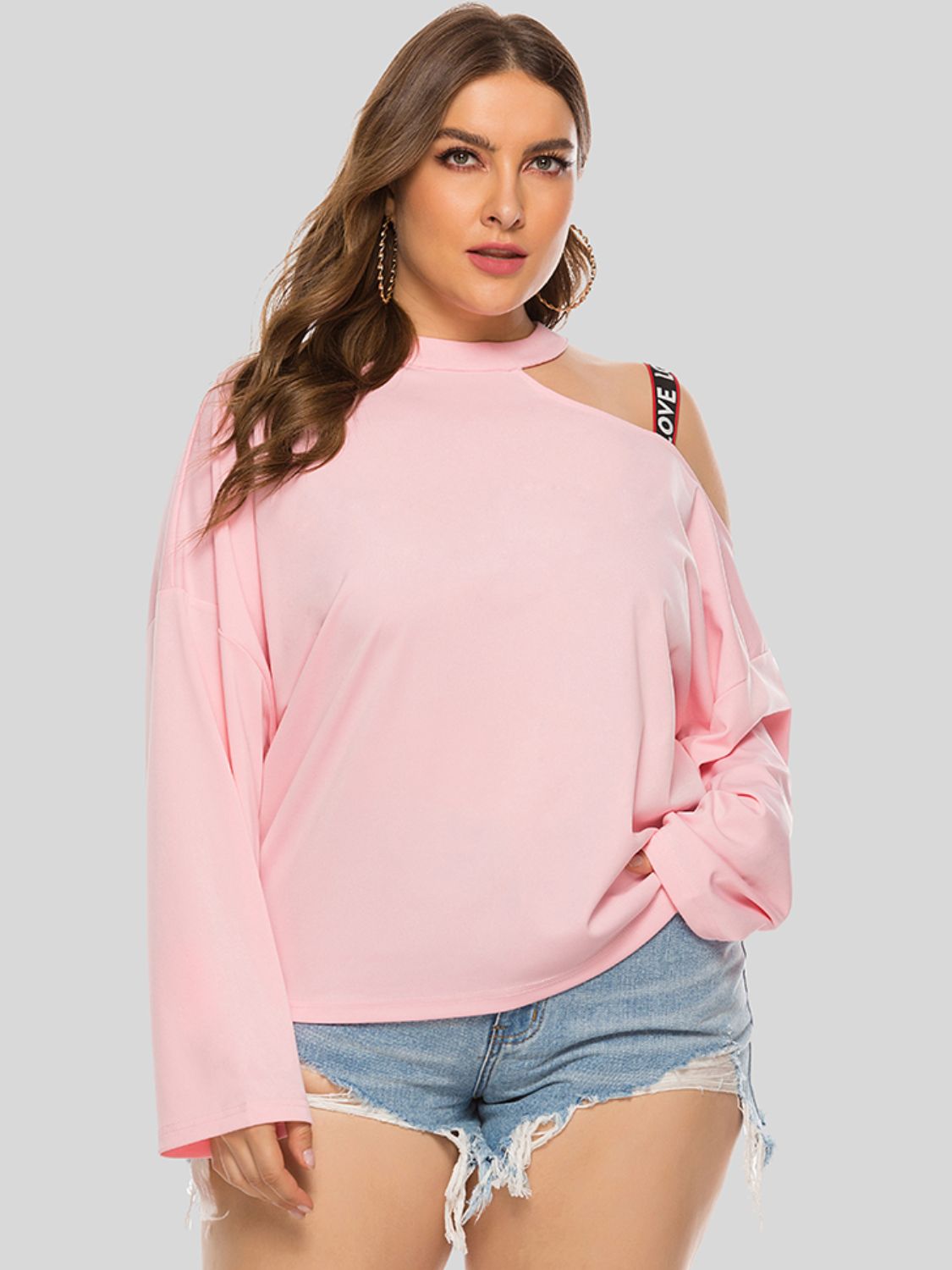 Plus Size Cold-Shoulder Round Neck Blouse See size chart under “more details”