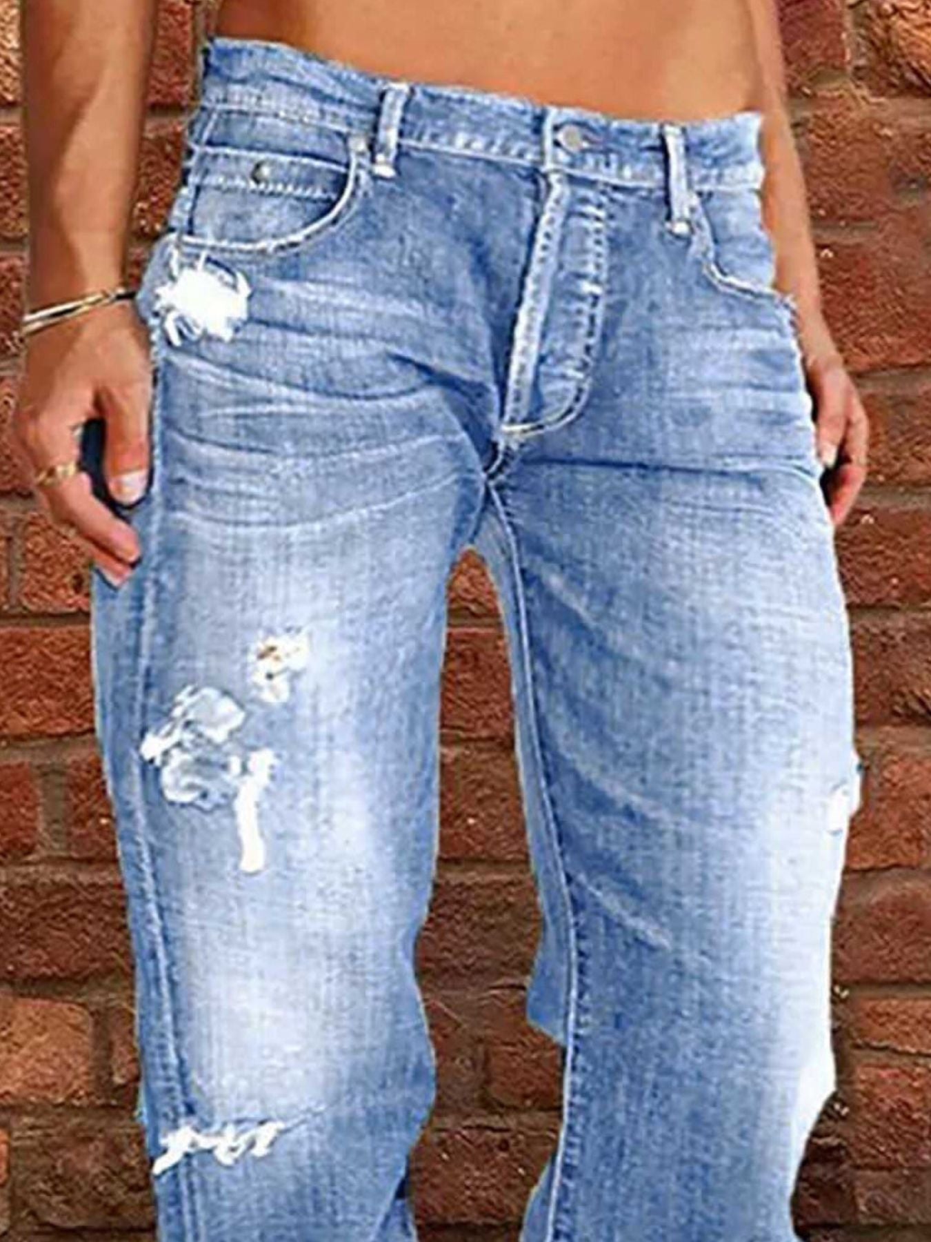 Women's Distressed Loose Fit Jeans