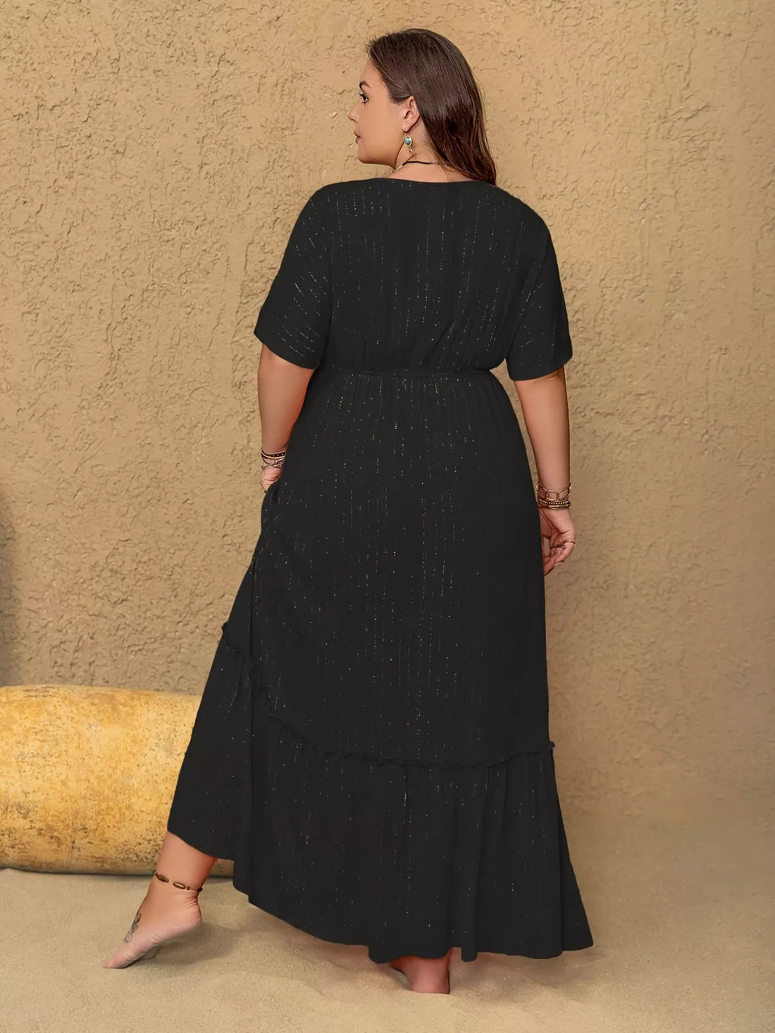 Women's Plus Size Embroidered V-Neck Maxi Dress