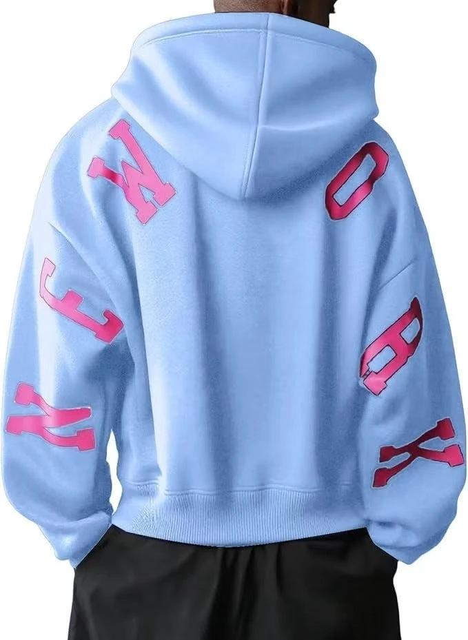 Fashion Printed Thickening All-match Long Sleeve Loose Hooded Sweater For Women