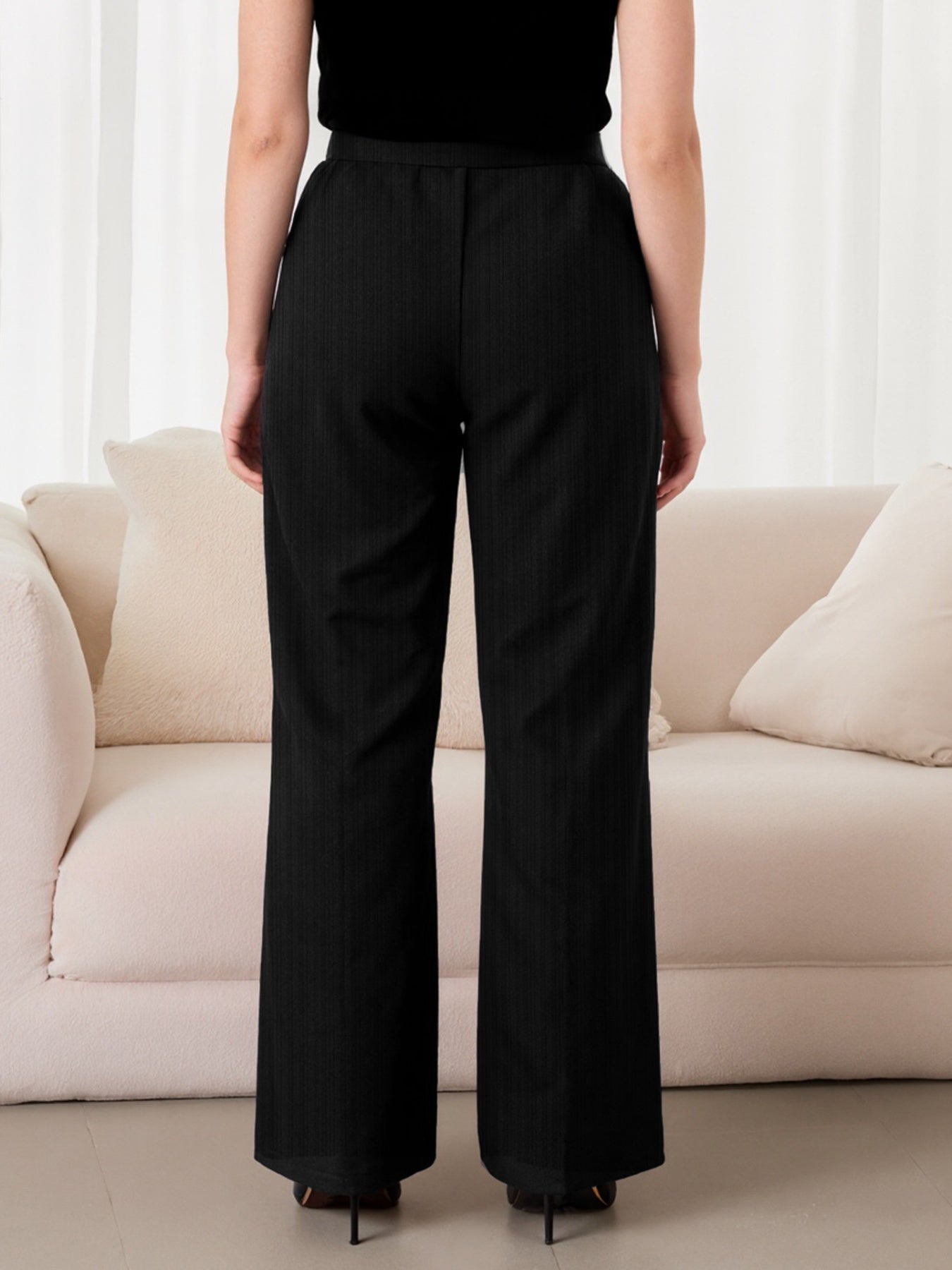 Women's Plus Size Chain-Waist Wide-Leg Pants