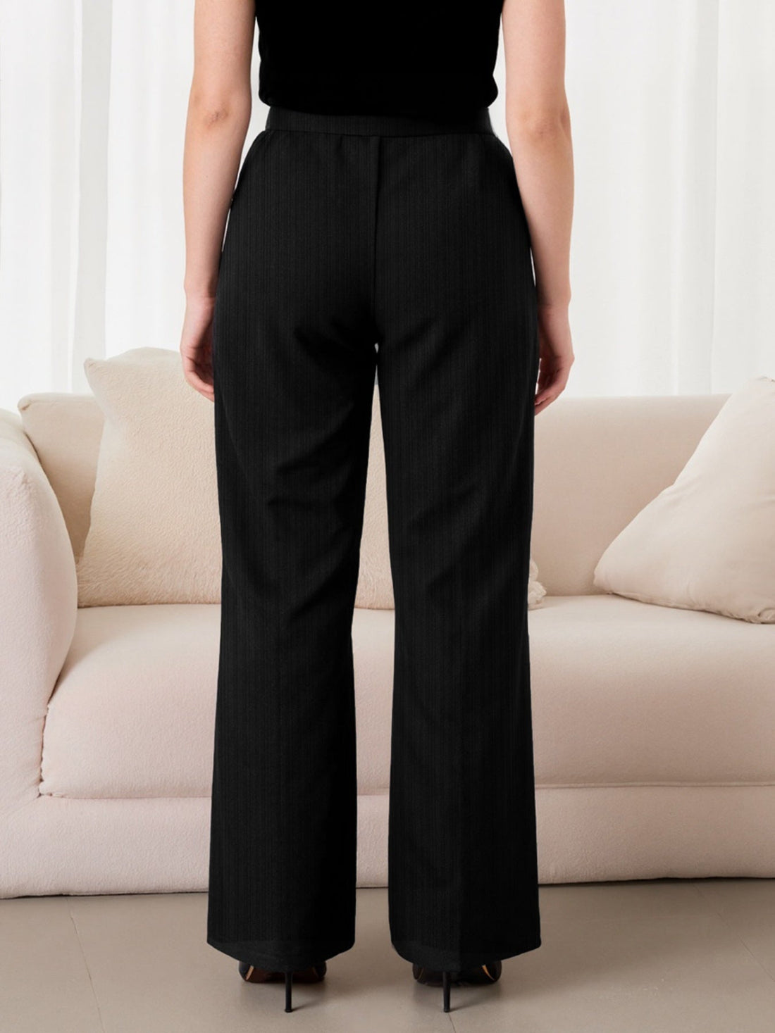 Women's Plus Size Chain-Waist Wide-Leg Pants