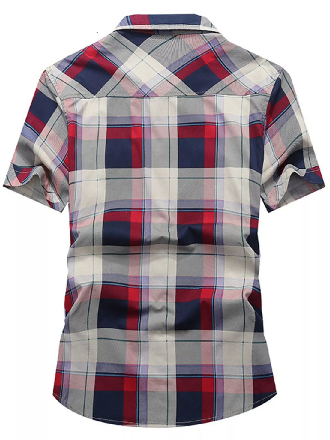 Men's Full Size Casual Plaid Short Sleeve Shirt Plus Size
