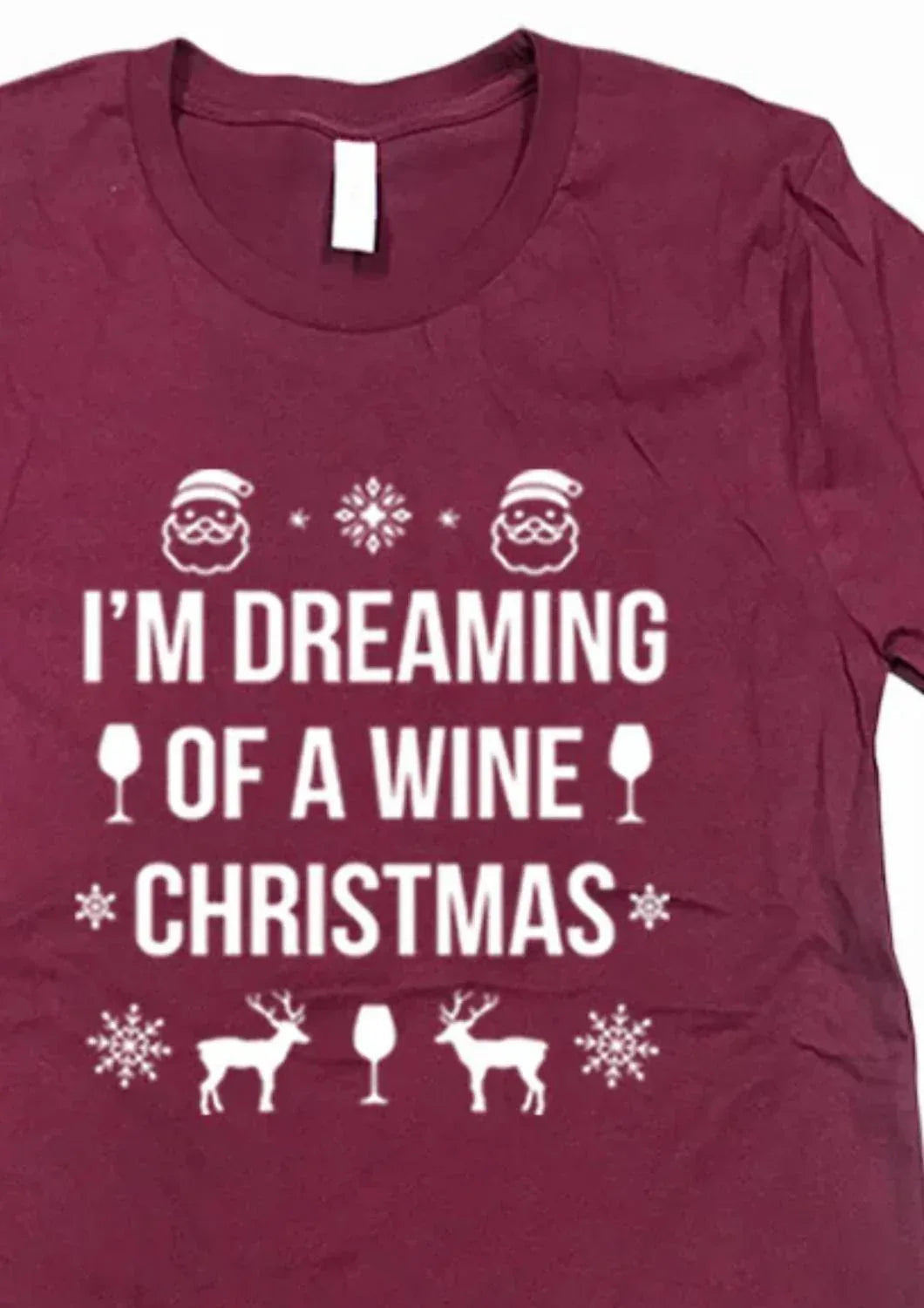 Women's Dreaming Of A Wine Christmas Tee - Plus