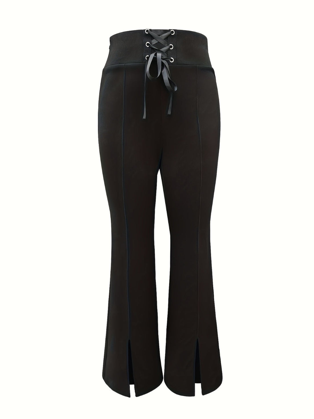 Luxe Style Lace Up Slit Bootcut Pants – Stylish Crisscross Design See size chart under “more details”