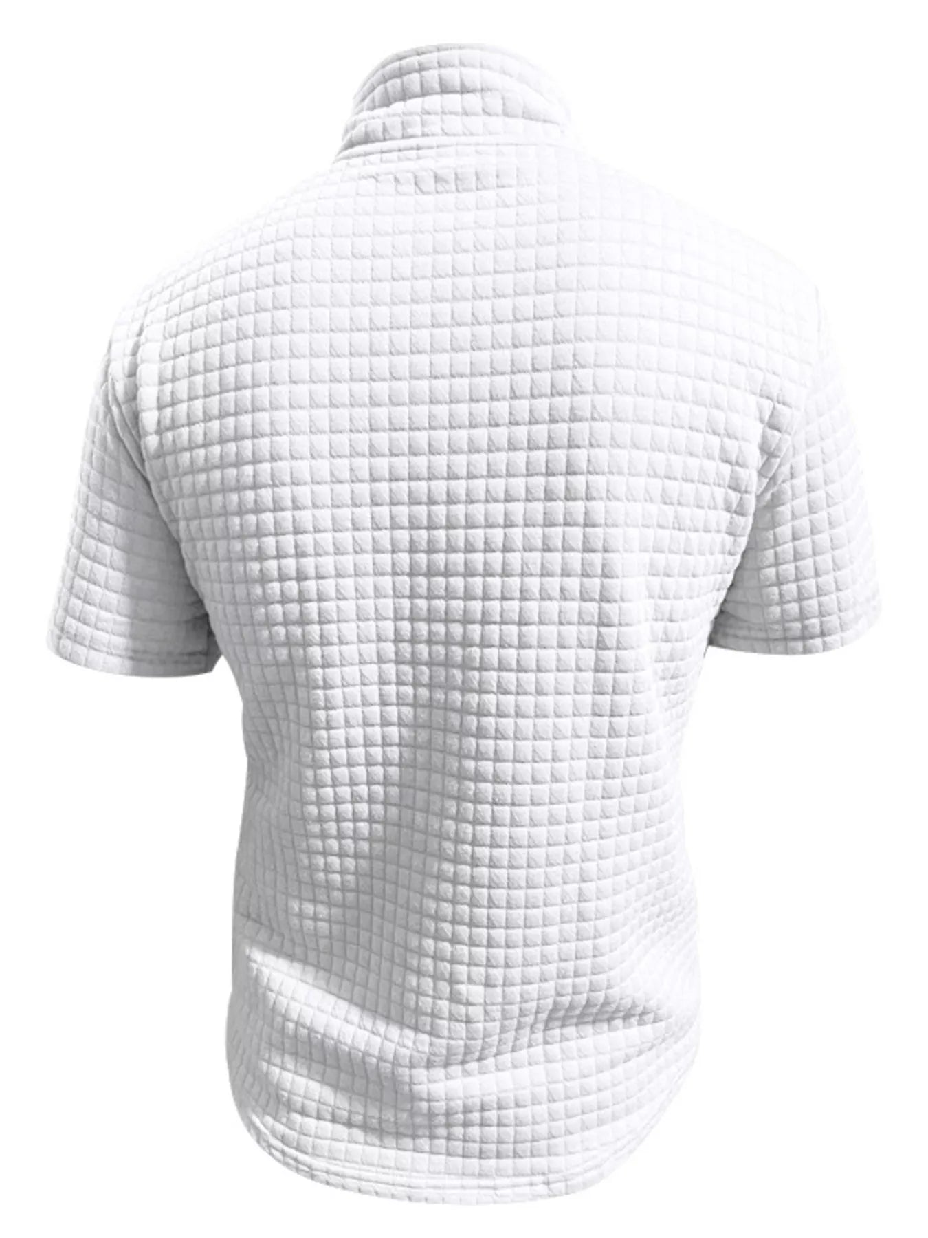 Men's Full Size Textured Short Sleeve Zipper Polo Plus Size