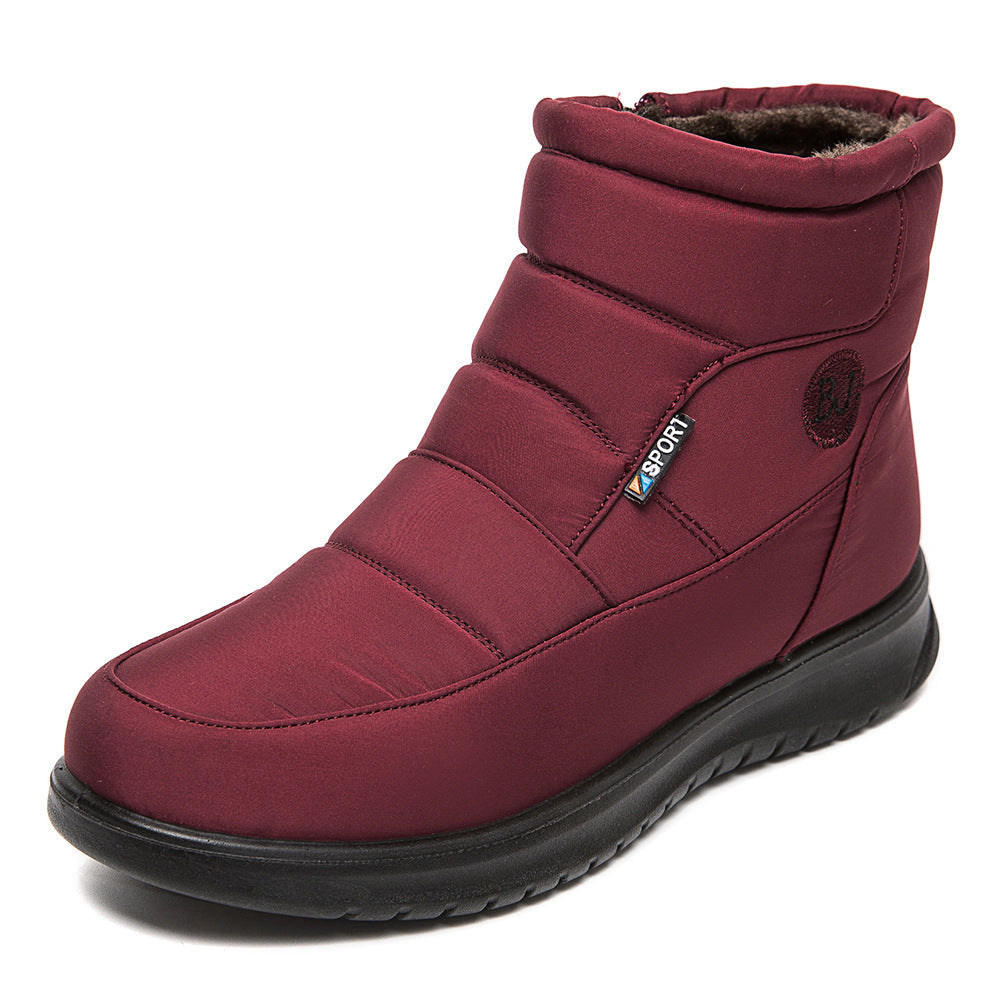 Women's Non-Slip Waterproof Snow Ankle Boots | Flat Heel Cotton Warm Shoes