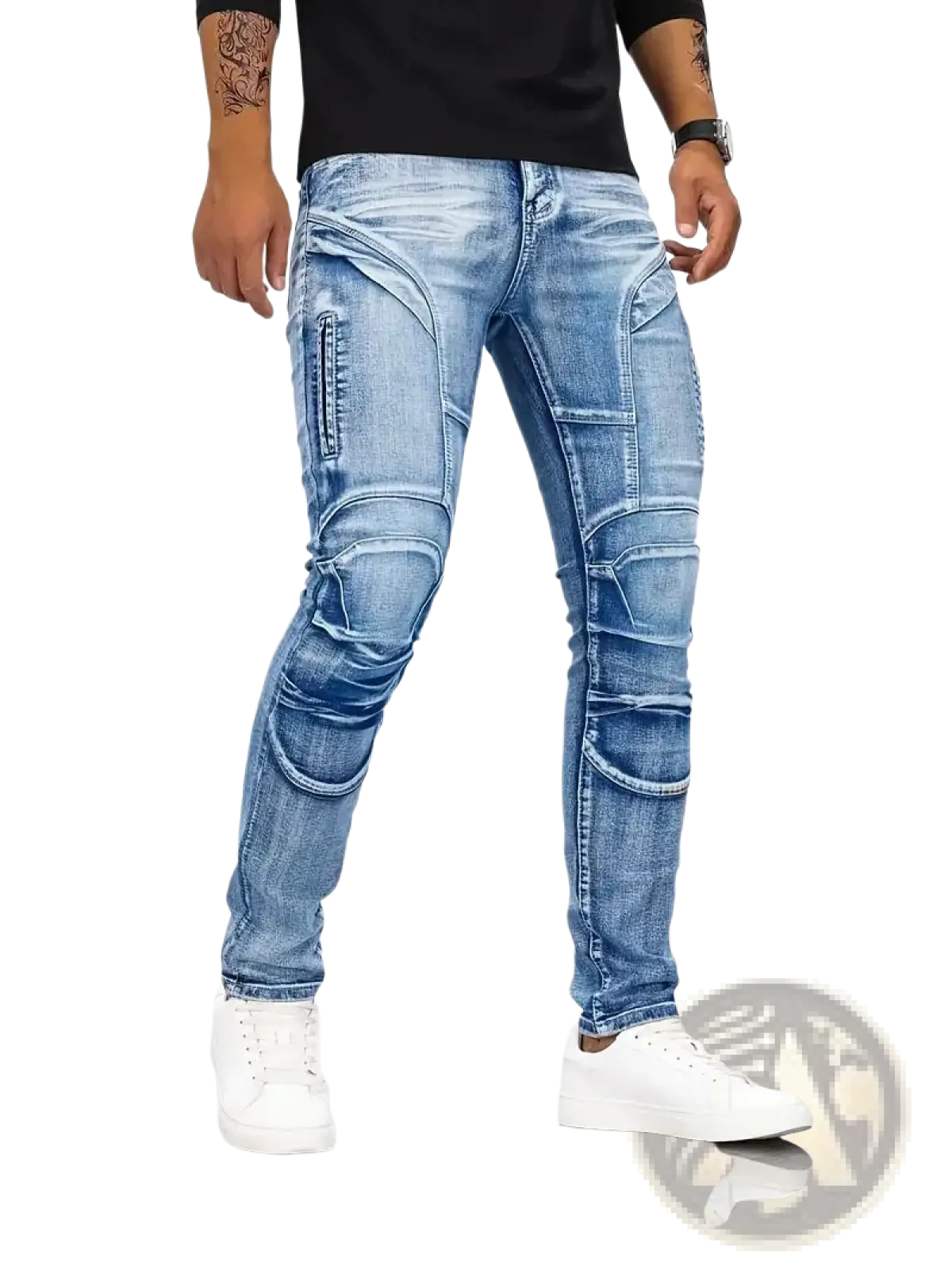 Biker Jeans Slim Fit Distressed Denim Pants