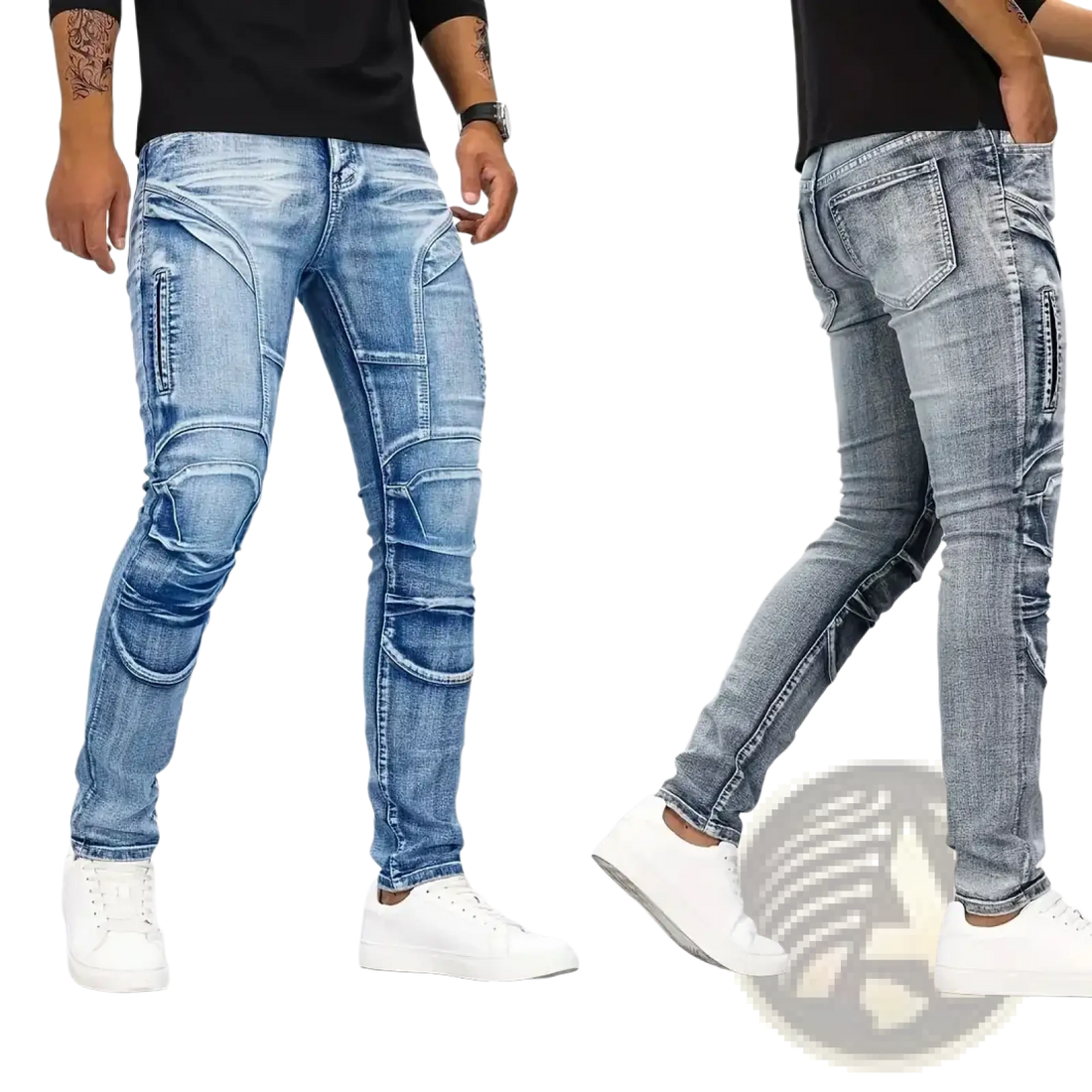 Biker Jeans Slim Fit Distressed Denim Pants