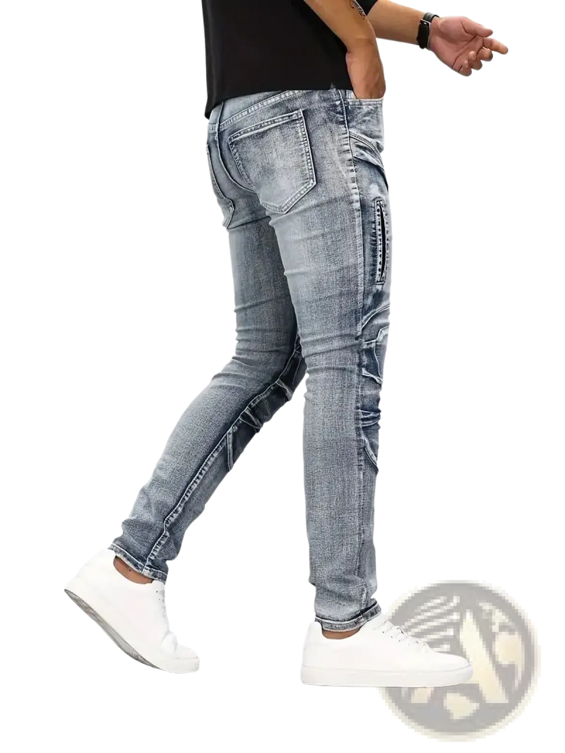 Biker Jeans Slim Fit Distressed Denim Pants