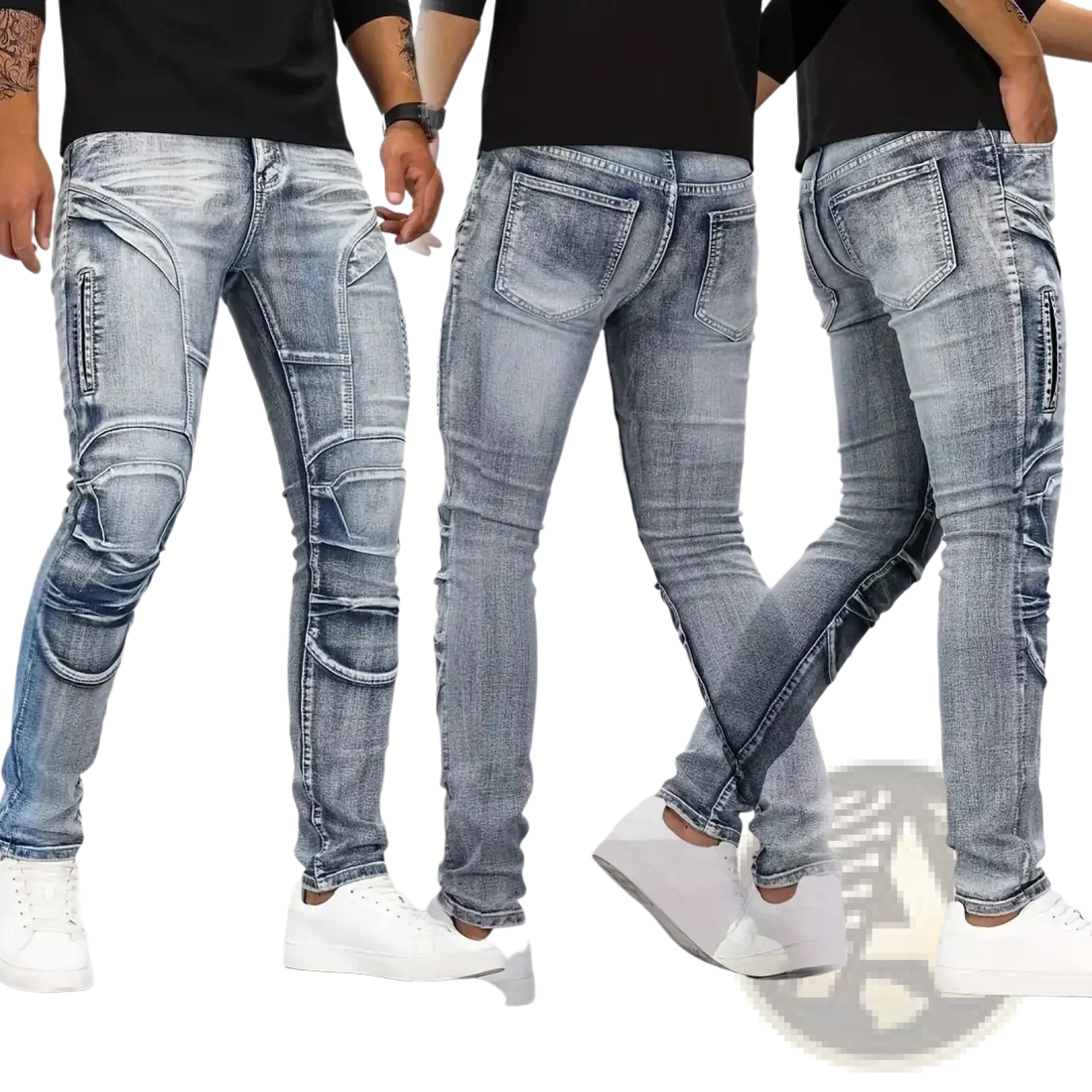 Biker Jeans Slim Fit Distressed Denim Pants