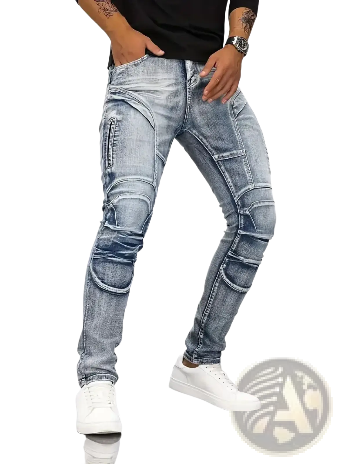 Biker Jeans Slim Fit Distressed Denim Pants
