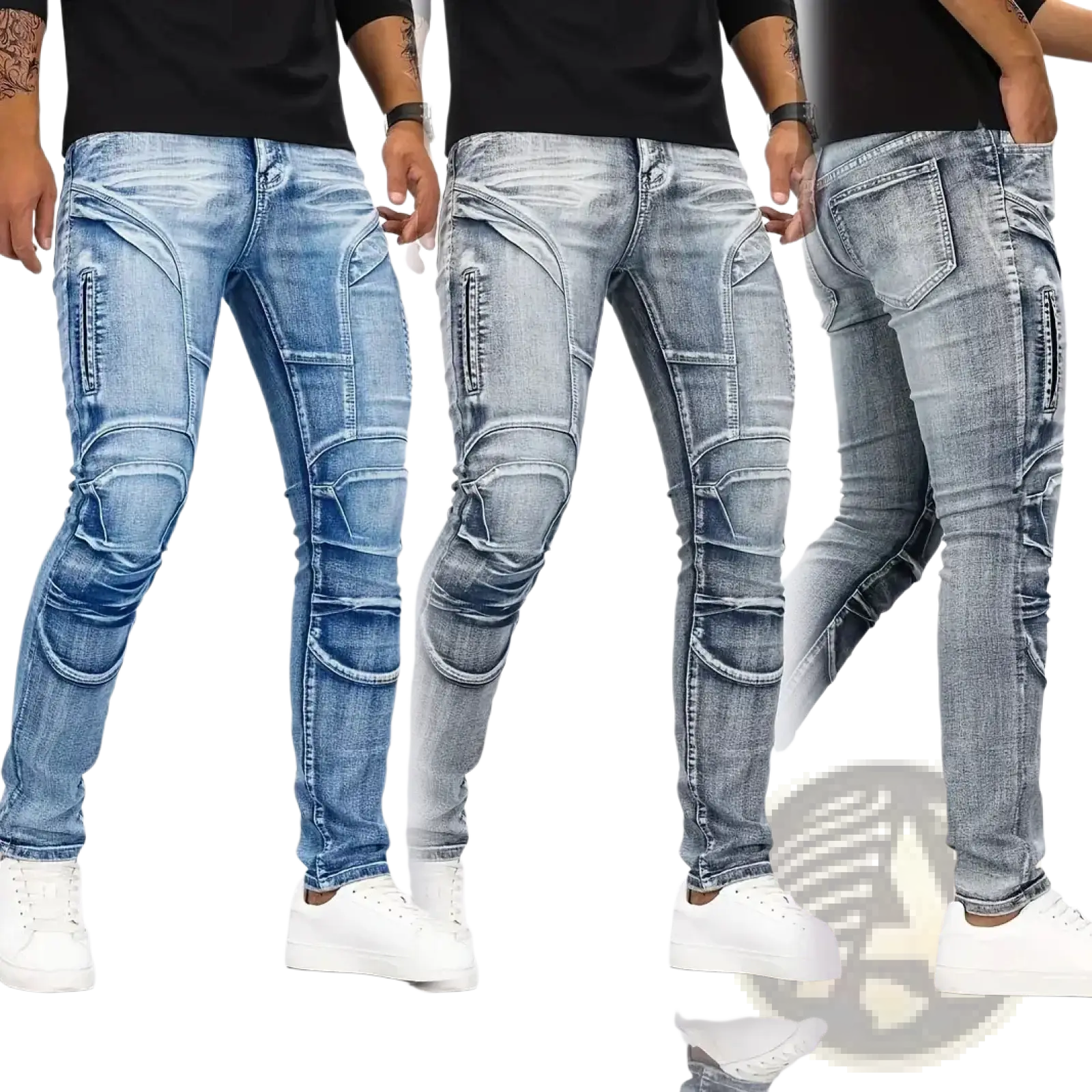 Biker Jeans Slim Fit Distressed Denim Pants