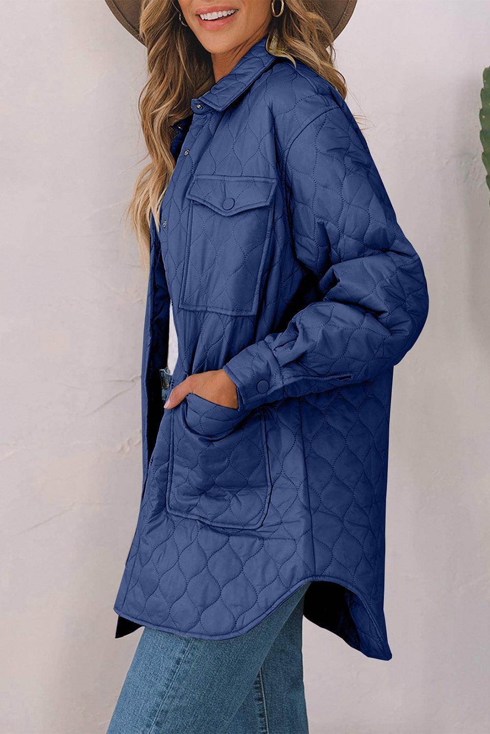 Snap Down Collared Winter Coat for Stylish Warmth