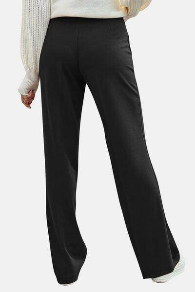 Decorative Button High Rise Pants for Stylish Comfort