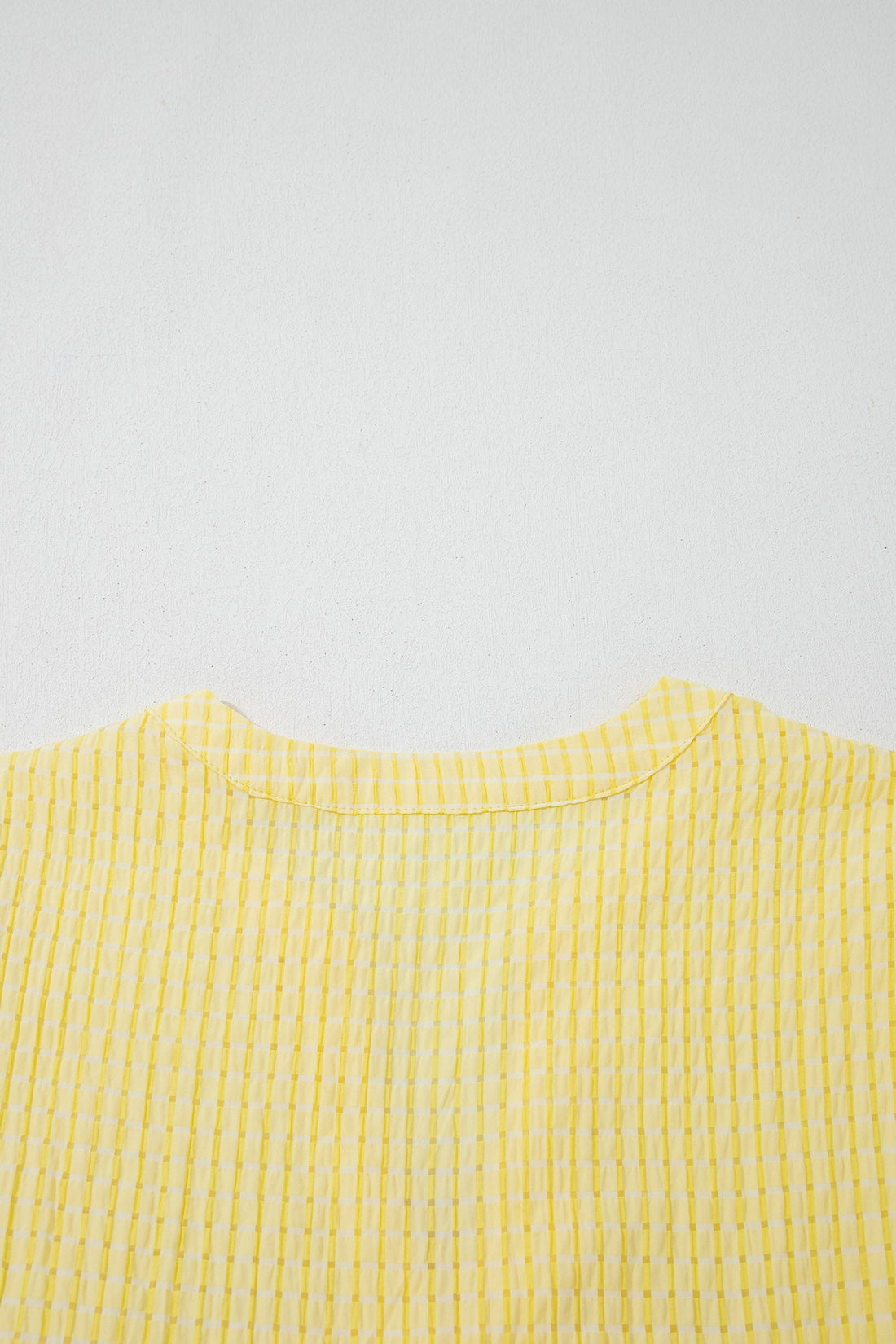 Yellow Gingham Textured Bow Tie Short Sleeve Tiered Midi Dress