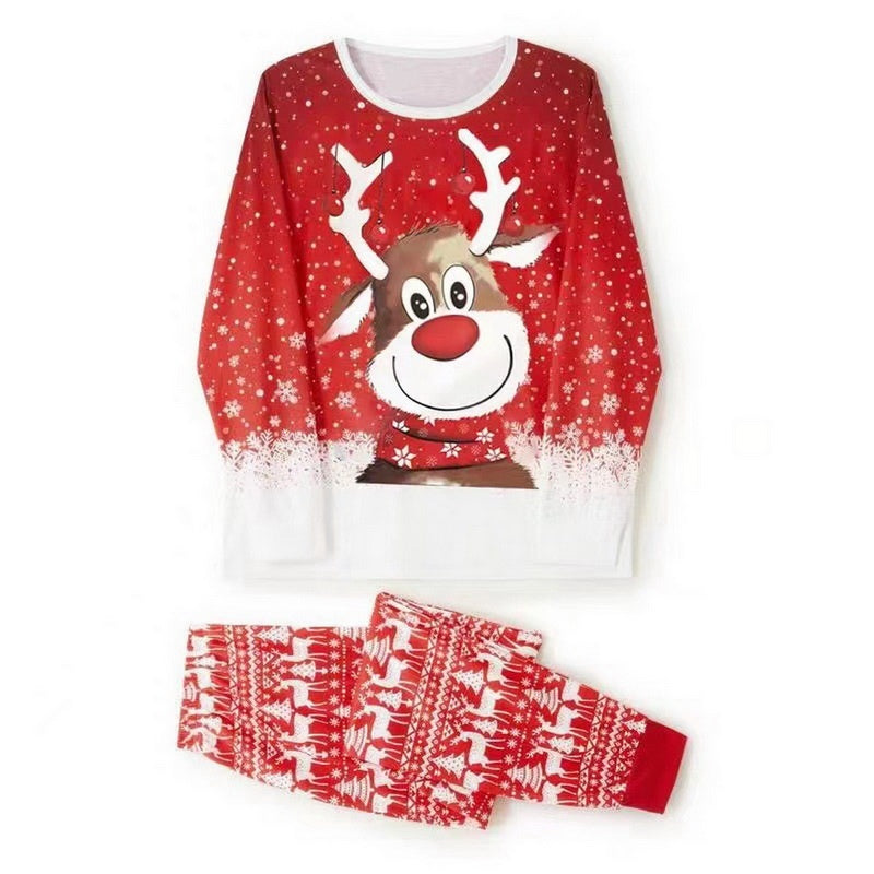 Parent-Child Two-piece Suit Elk Printing Pajamas Suit Homewear