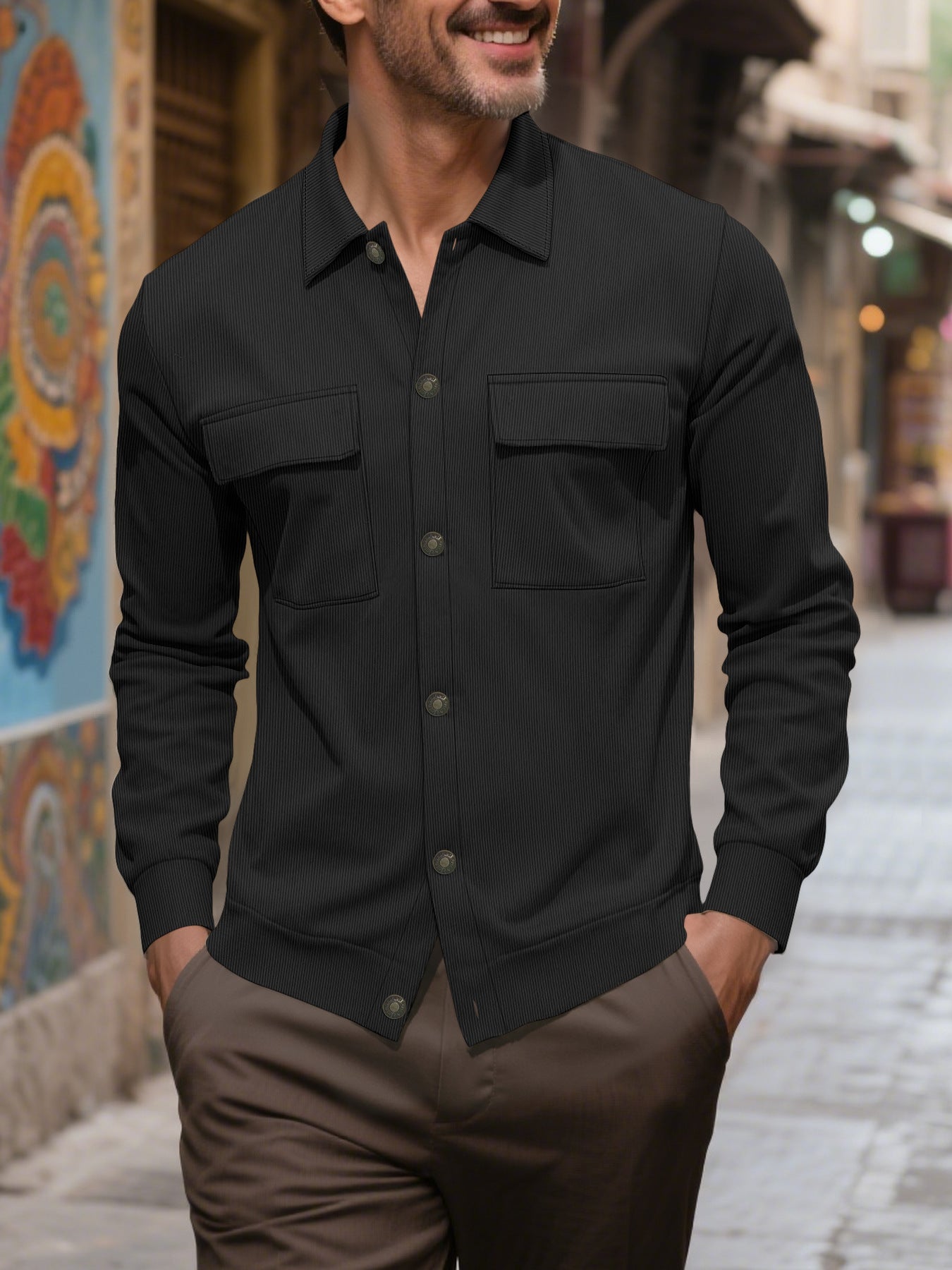 Men's Corduroy Shirt Pocket Coat
