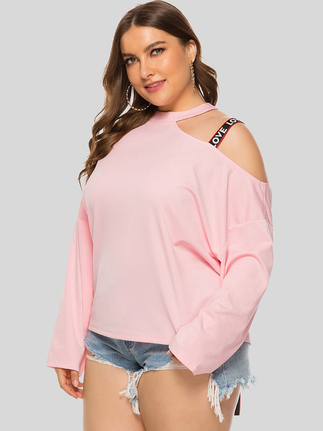 Plus Size Cold-Shoulder Round Neck Blouse See size chart under “more details”