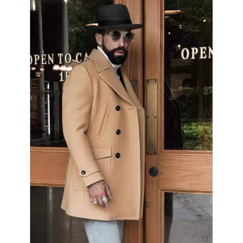 Men's Long-Sleeve British-Style Fashionable Wool Coat