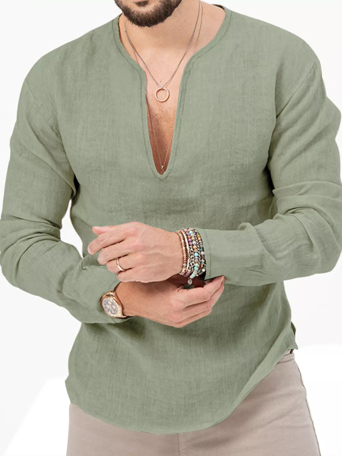 Men's Full Size Slim Fit Long Sleeve Blouse Plus Size