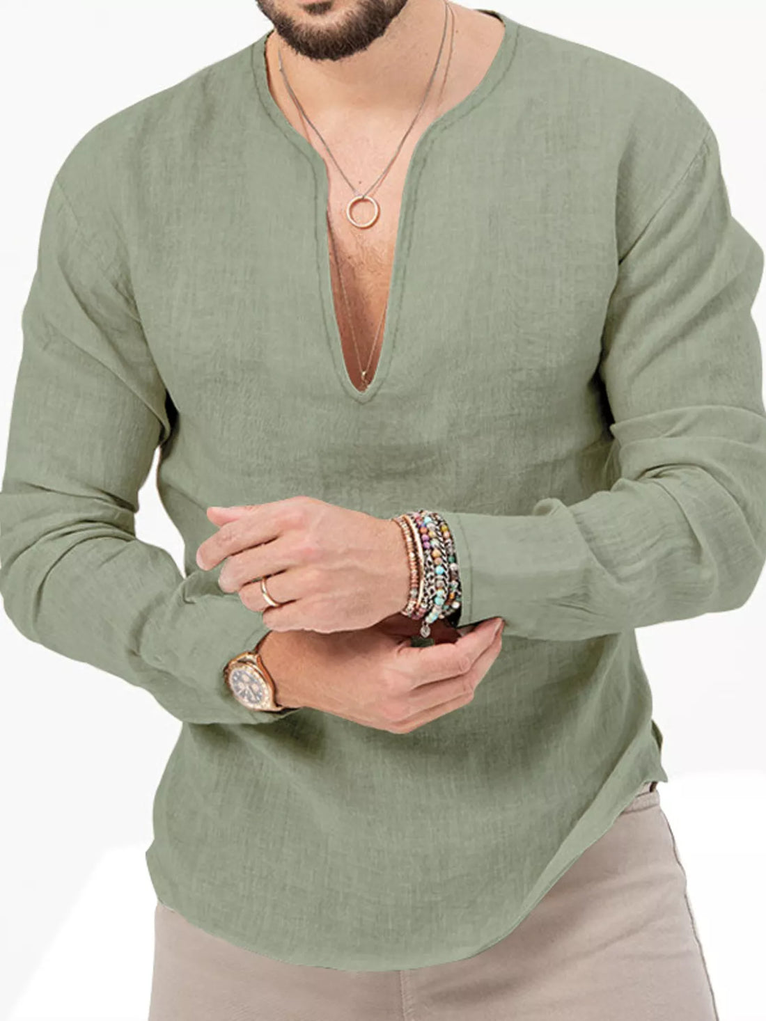 Men's Full Size Slim Fit Long Sleeve Blouse Plus Size