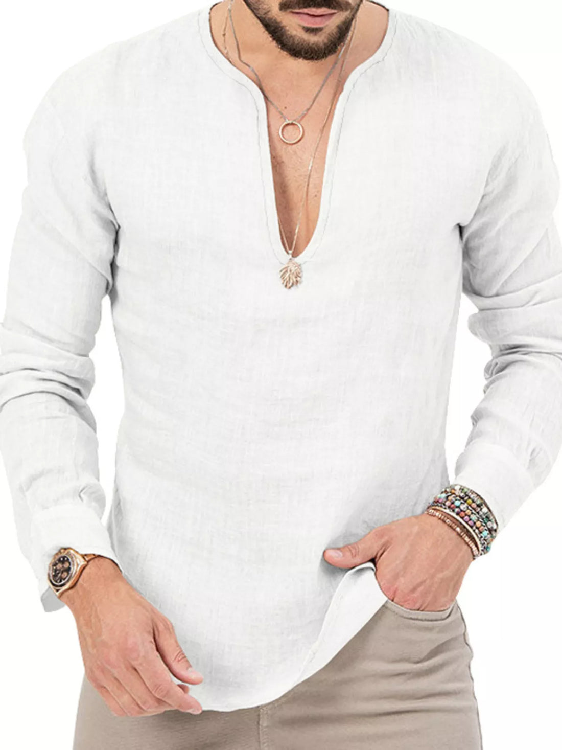 Men's Full Size Slim Fit Long Sleeve Blouse Plus Size