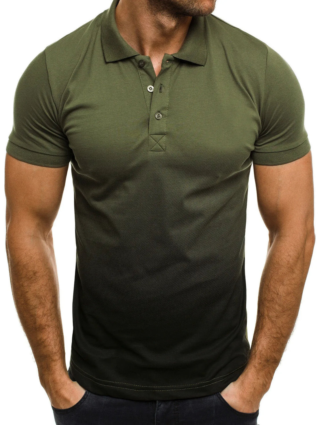 Men's Full Size Gradient Short Sleeve Polo Plus Size