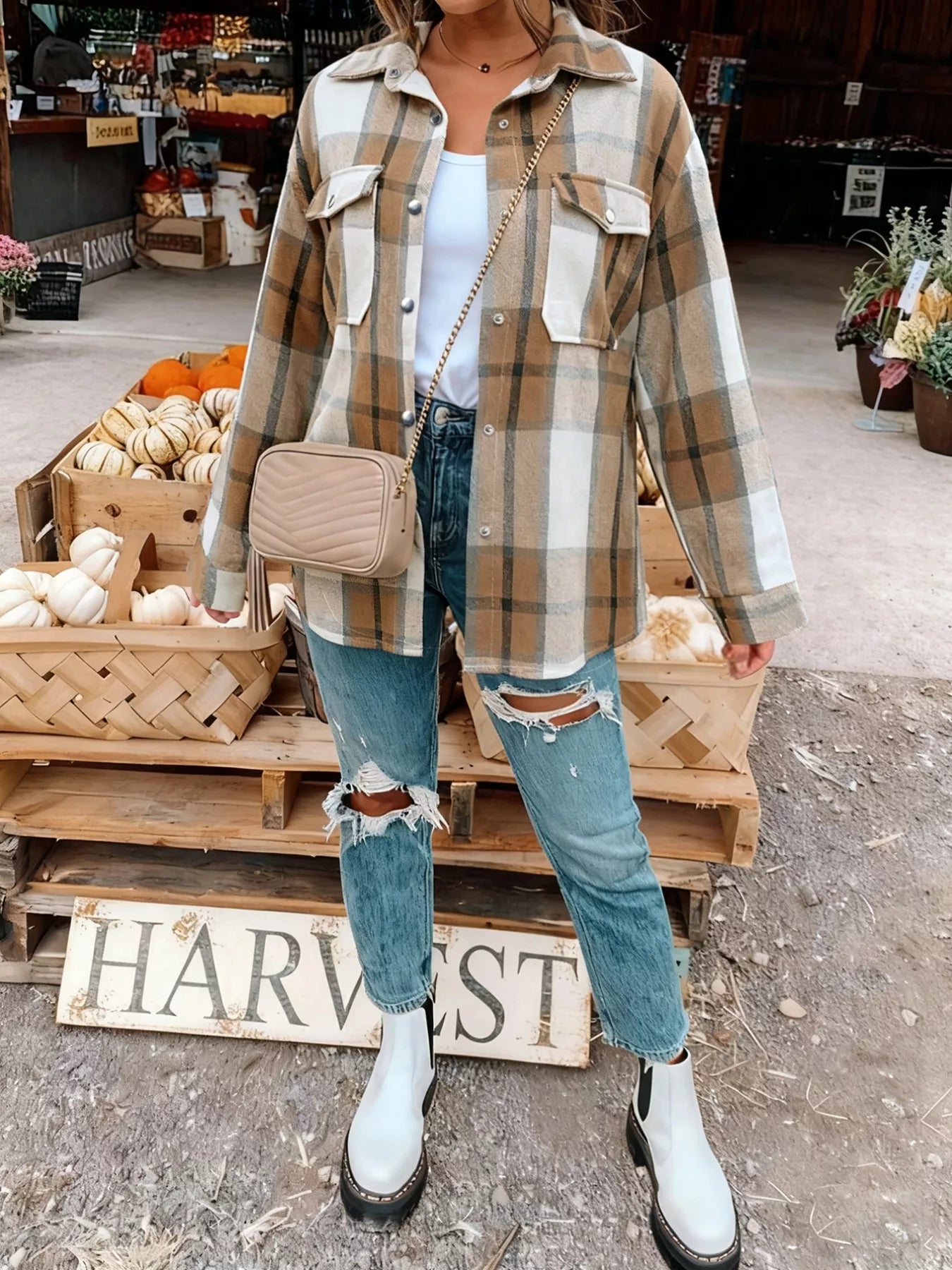 Plus Size Casual Plaid Button-Down Shirt See size chart under “more details”
