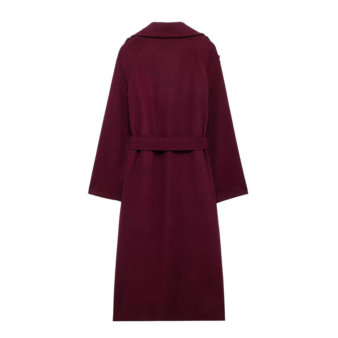 Fashion Lapel Woolen Coat With Belt Winter Double-breasted Trench Long Jacket For Women Clothing
