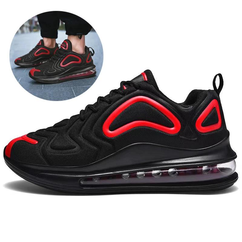 Mandotos Men Casual Air Cushion Black Shoes Outdoor Breathable Lace Up Sneakers Running Sports