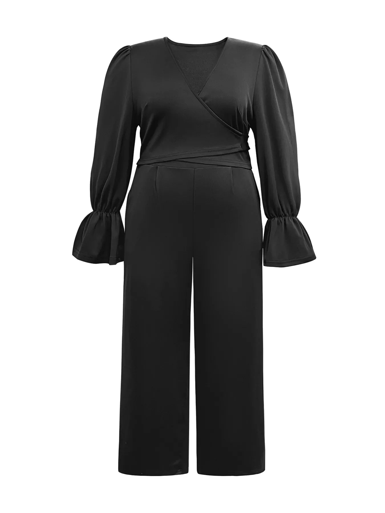 Women's Plus Size Flounce Sleeve Top and Pants Set