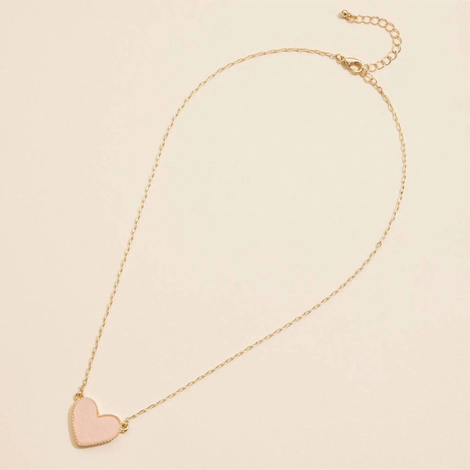 Women's Heart Druzy Stone Charm Short Necklace