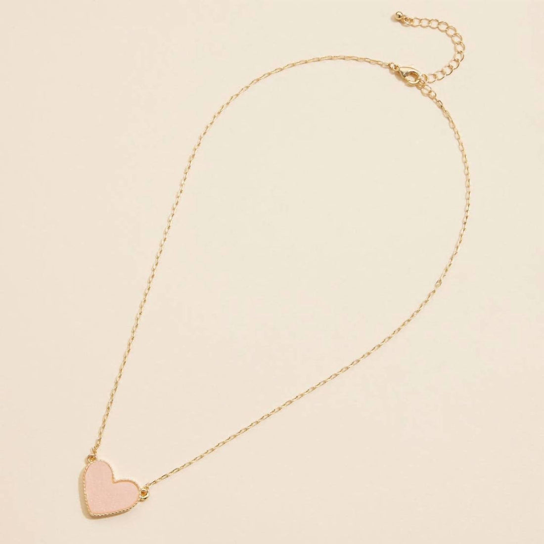Women's Heart Druzy Stone Charm Short Necklace