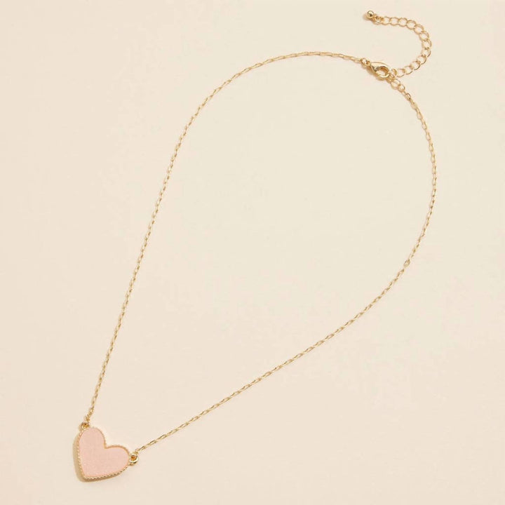 Women's Heart Druzy Stone Charm Short Necklace