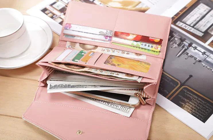 Chic Women's Leather Clutch Wallet & Card Holder