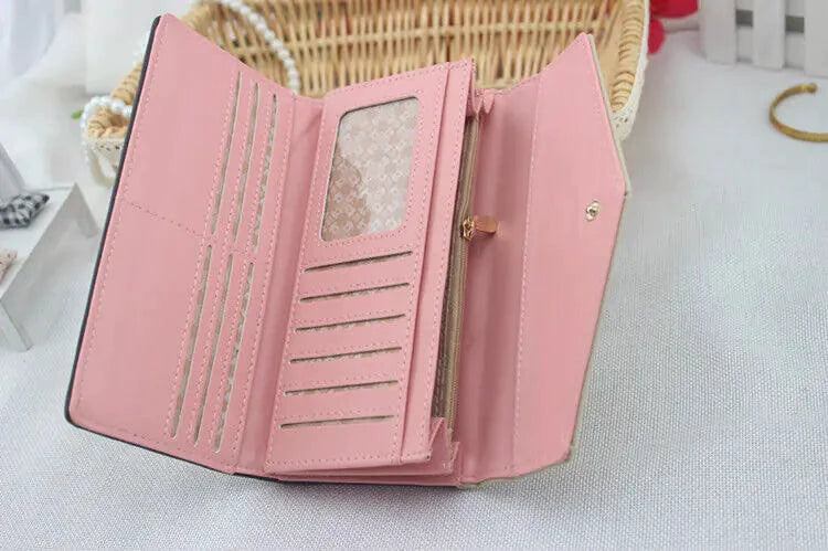 Chic Women's Leather Clutch Wallet & Card Holder