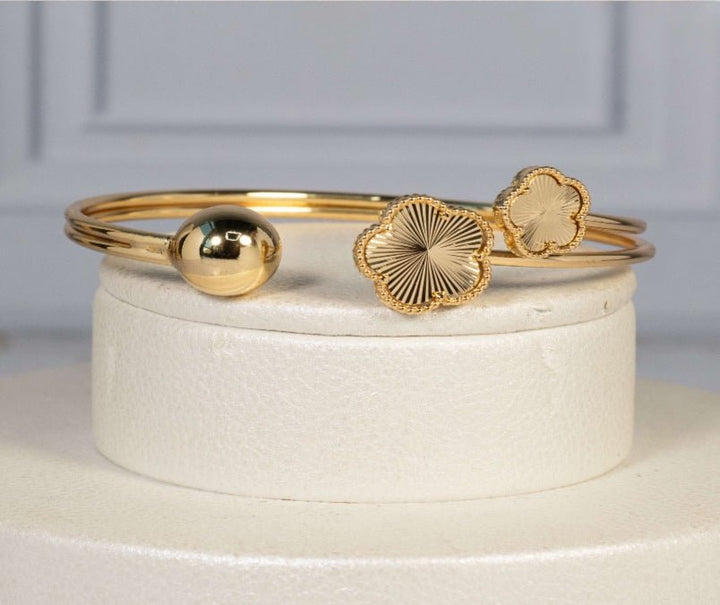 Clover Inspired Cuff Bracelet 18k Gold Plated