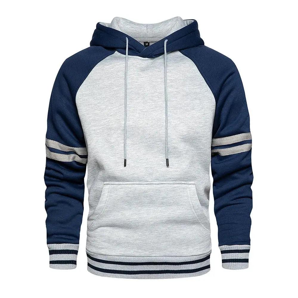 Cool Men's Patchwork Hooded Sweatshirt Hoodies Sport Clothing Casual Loose Fleece Warm Streetwear Modern Male Fashion Autumn Winter Outwear  Long Sleeve Pleated Comfy Round Neck Mens Sweatshirts Workout Sport Casual Hoodie