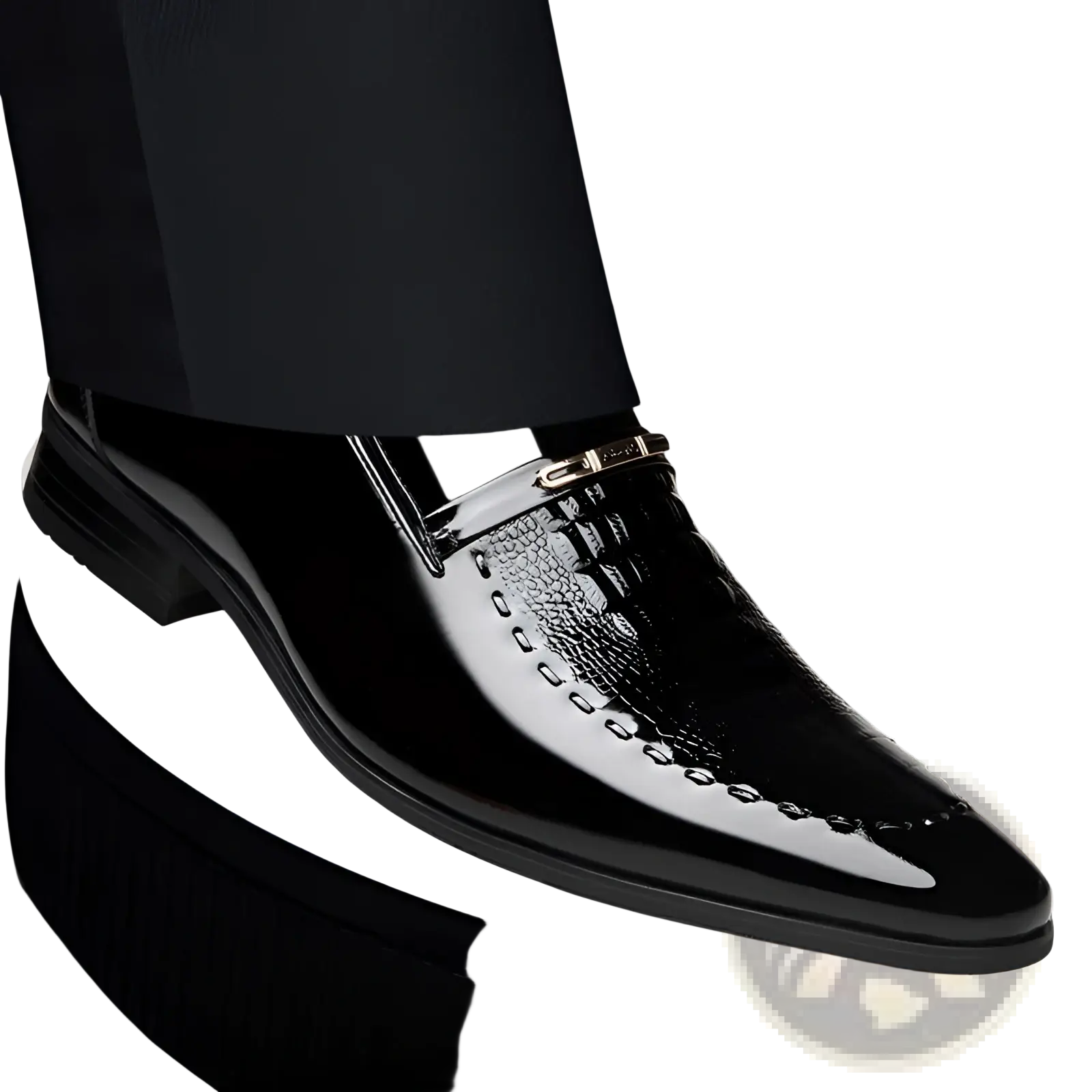 Crocodile Patent Leather Men's Loafers with Buckle