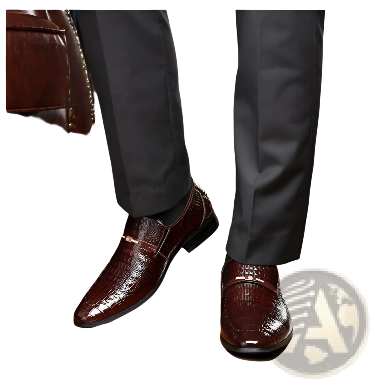 Crocodile Patent Leather Men's Loafers with Buckle