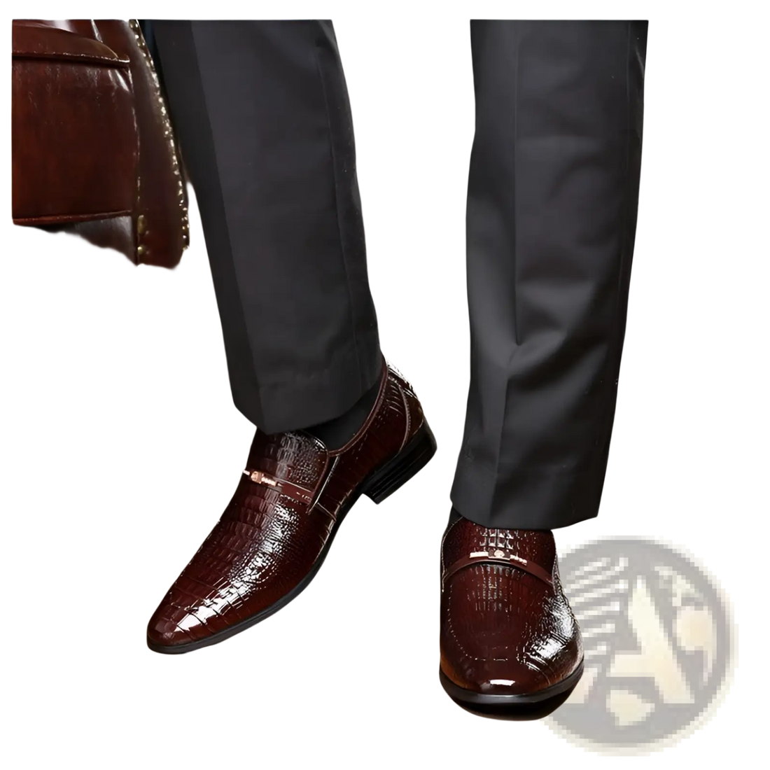 Crocodile Patent Leather Men's Loafers with Buckle