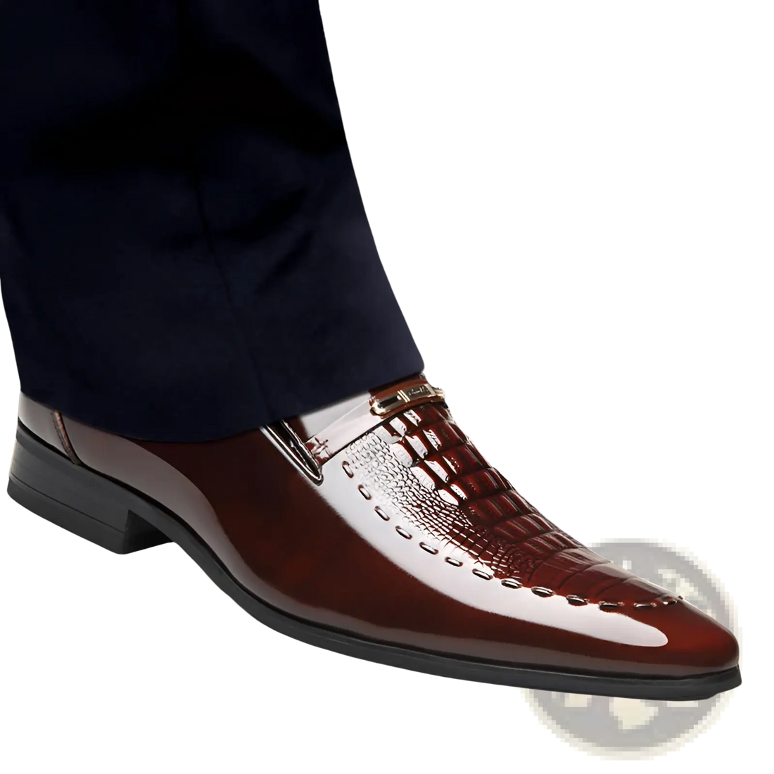 Crocodile Patent Leather Men's Loafers with Buckle