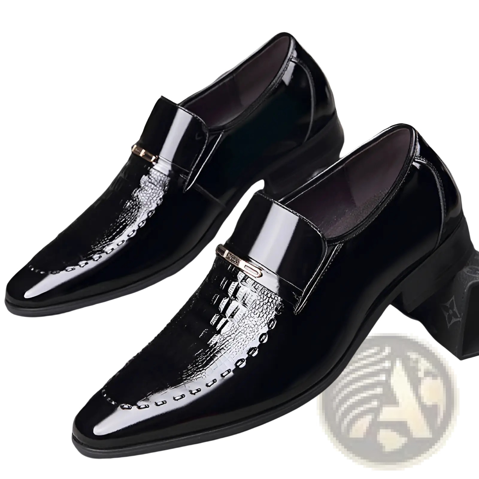 Crocodile Patent Leather Men's Loafers with Buckle