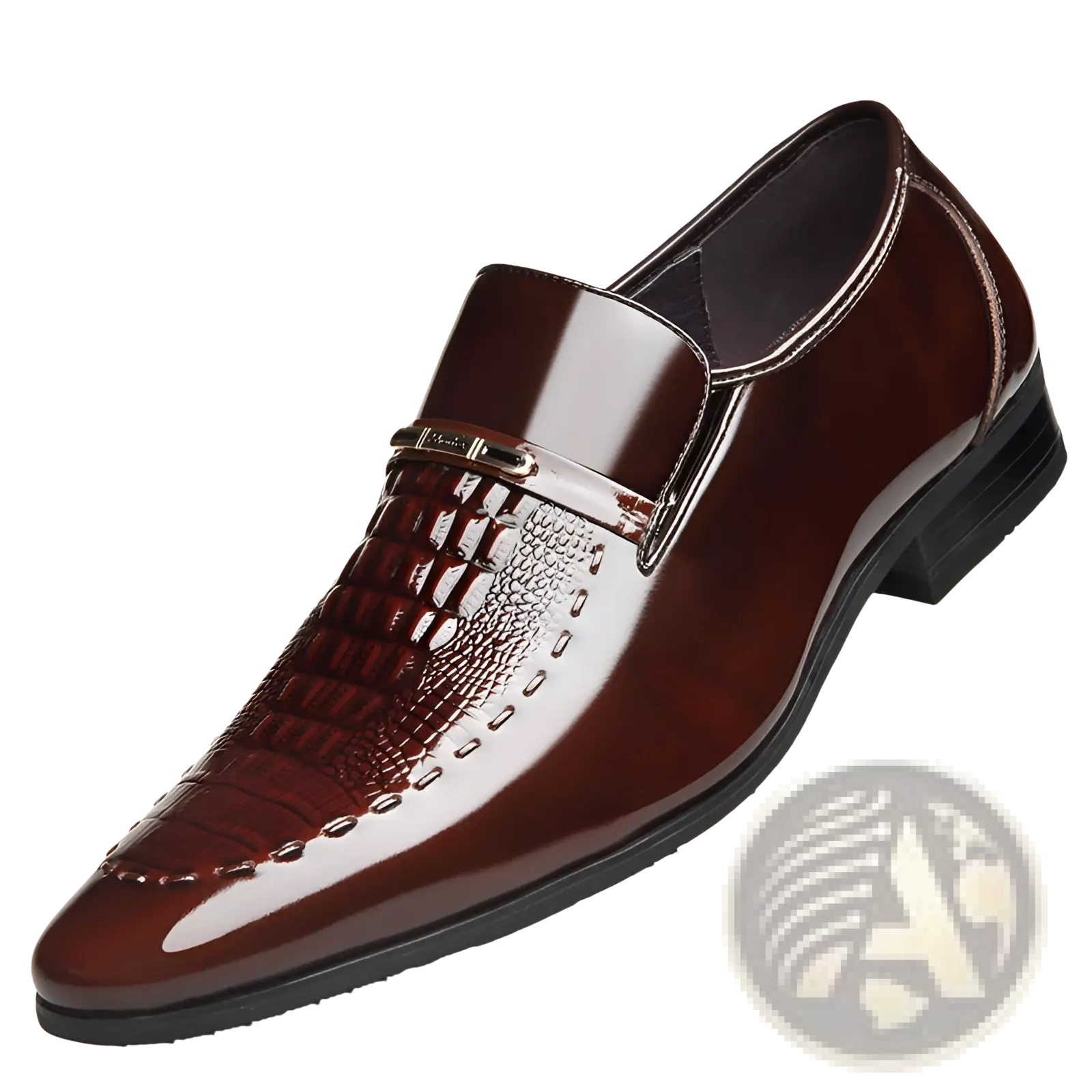 Crocodile Patent Leather Men's Loafers with Buckle
