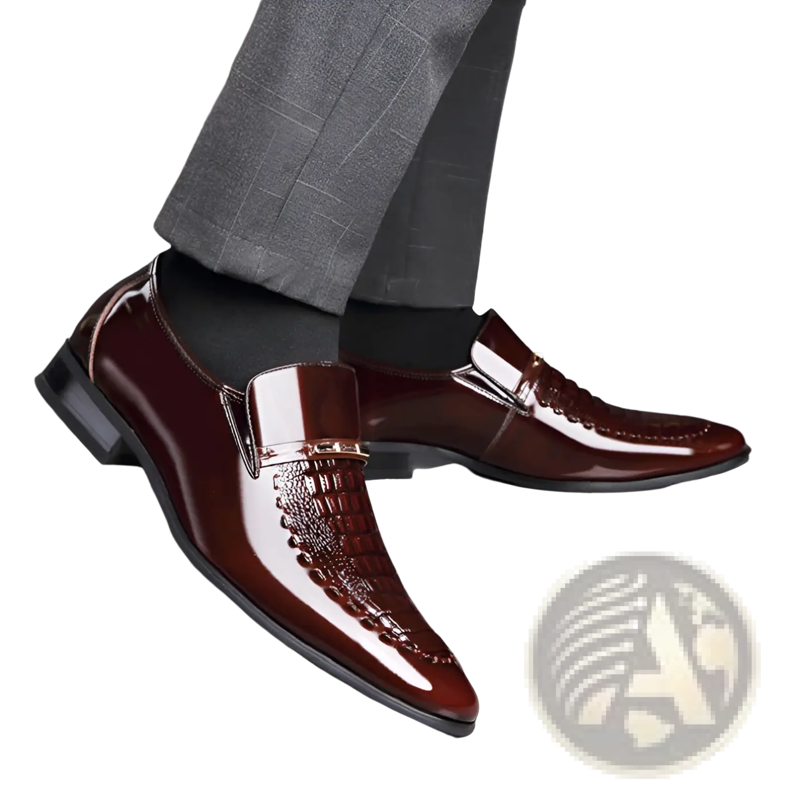 Crocodile Patent Leather Men's Loafers with Buckle