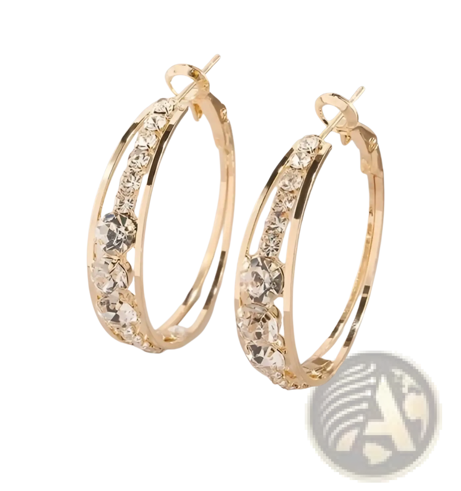 Crystal Inlaid Geometric Hoop Earrings for Women