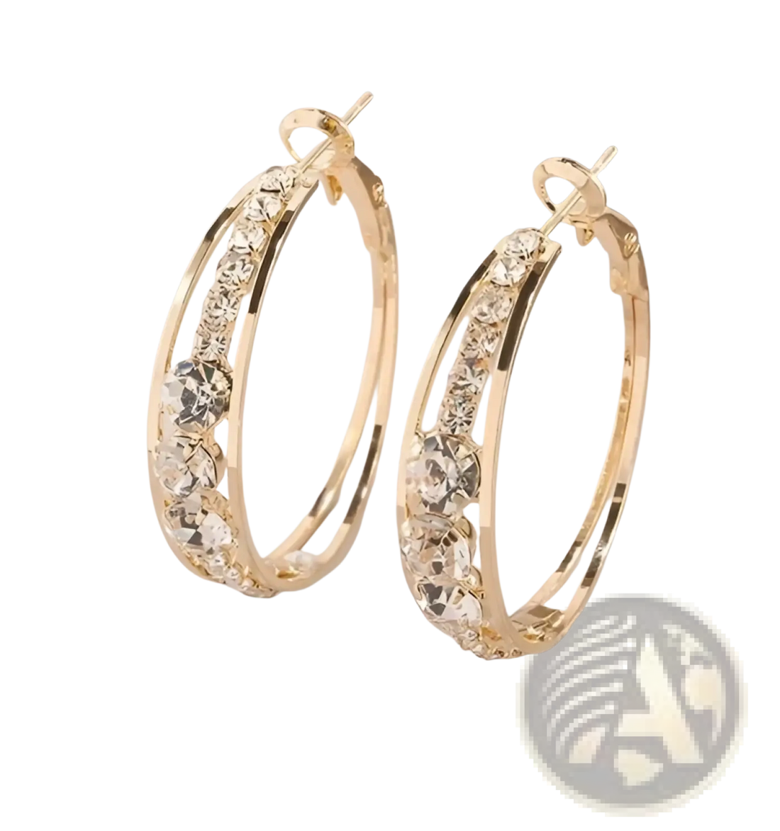 Crystal Inlaid Geometric Hoop Earrings for Women