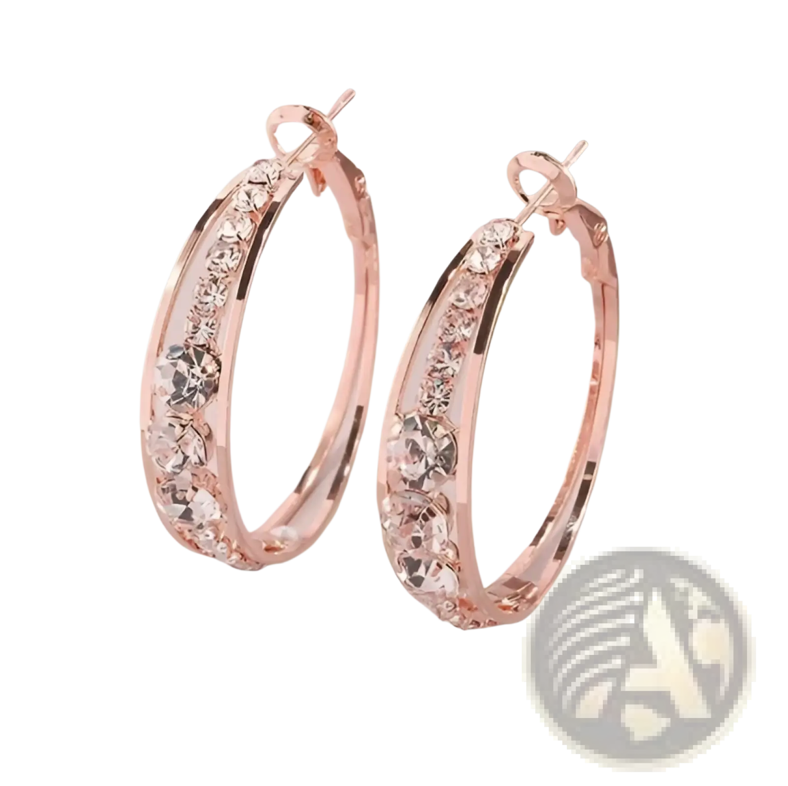 Crystal Inlaid Geometric Hoop Earrings for Women